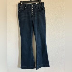 Rock and Roll Dark Blue Flare Wide Leg Jeans